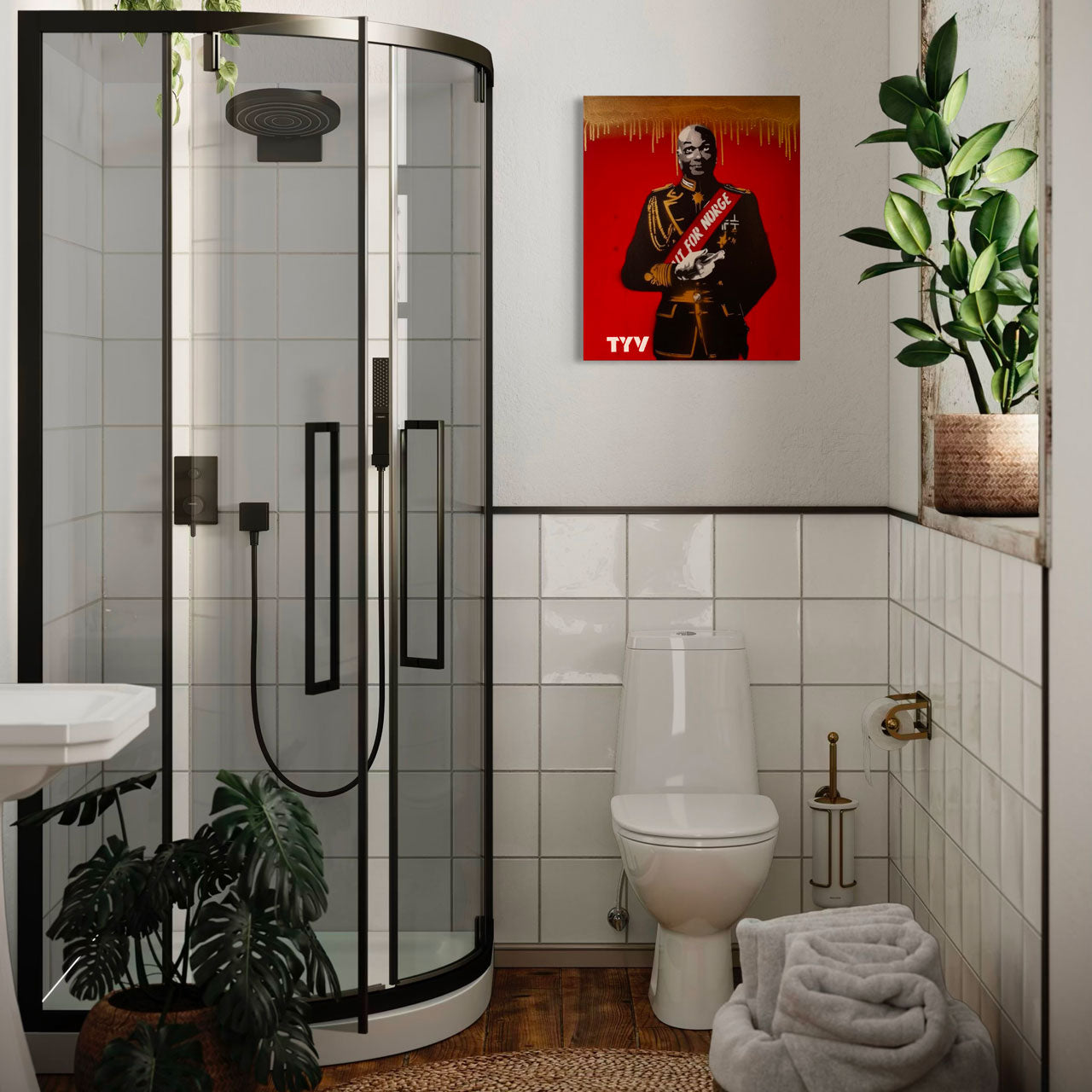 Sjaman - rød med rennende gull