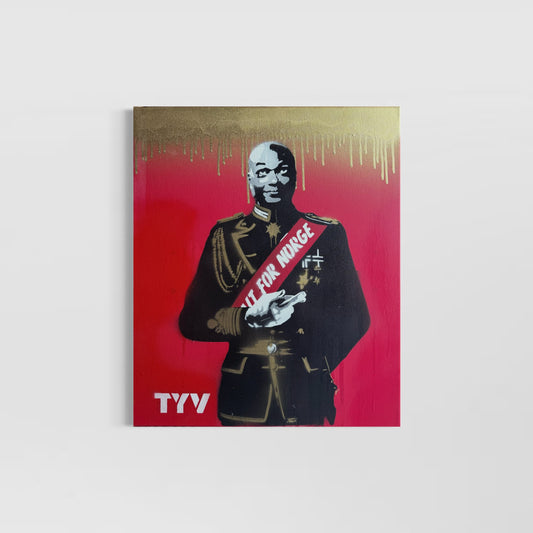 Sjaman - rød med rennende gull