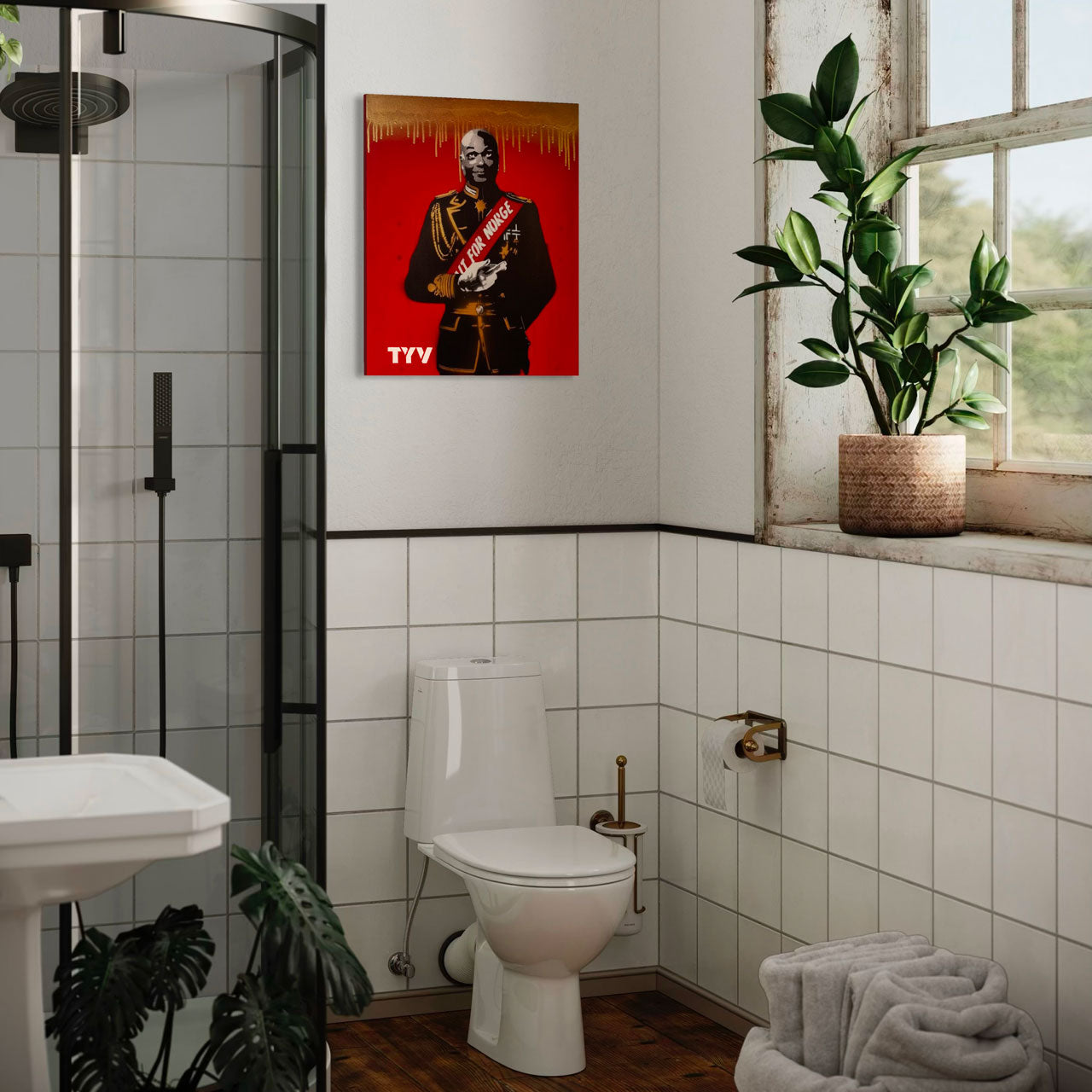 Sjaman - rød med rennende gull